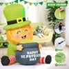 GOOSH 5 FT St Patricks Day Inflatables Outdoor Decorations Blow Up Yard Giant Leprechaun with Gold Coin