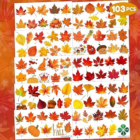 103 PCS Fall Leaf Happy Birthday Party Decorations Favors Supplies Temporary Tattoos Decor