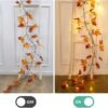 Fall Garland with Lights - 8.2Ft Maple Leaf Garland with Timer