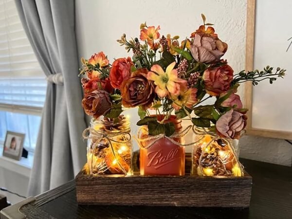 3 Pcs Mason Jar Centerpiece Table Decorations for Dining Table Decor Farmhouse Coffee Table