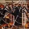 Qicodu  200" Halloween Spider Web + 79'' Giant Spider