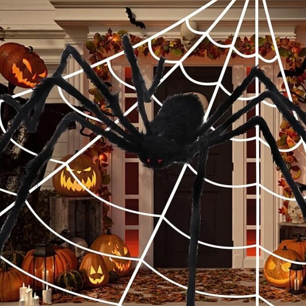 5 Qicodu 200" Halloween Spider Web + 79'' Giant Spider