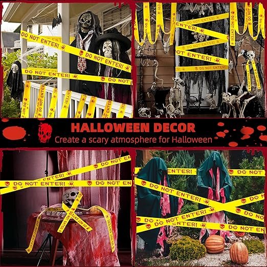 BHYTAKI 2 Rolls 1.9inch x 82Feet Scary Hazard Warning Tape