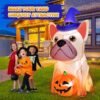 Zukakii 5Ft LEDs Blow Up Yard Pumpkin with Witch Hat
