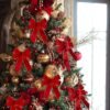 BUVANE 6PCS Red Christmas Velvet Bows, 9" x 12" Christmas Wreath Bow with Golden Edged