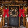 6 Pcs Red Christmas Bows Outdoor Decorations - 16”x24” Large Velvet Wreath