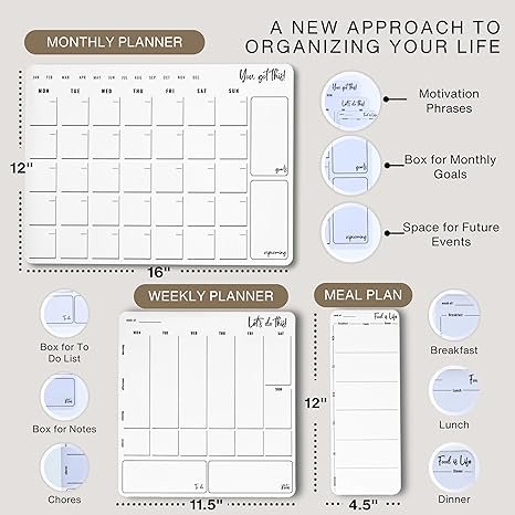 POBE All In One Calendar Magnetic Board for Home, School, Office