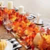 2 Pack Fall Maple Leaf Garland 5.7Ft/Piece Artificial Autumn Maple Leaves Garland
