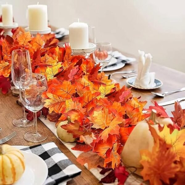 5 2 Pack Fall Maple Leaf Garland 5.7Ft/Piece Artificial Autumn Maple Leaves Garland