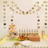 TTSAM 6 Pcs Glitter Champagne Gold Paper Circle Dots Garland (52 Feet)