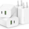 4 Pack 20W USB C Dual Port Fast Chargers