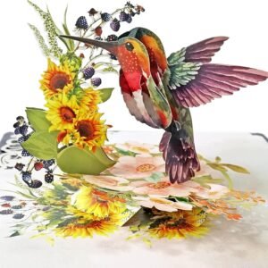 3D Pop Up Birthday Card Hummingbird Sunflower