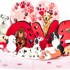3D Dog Pop Up Valentine Card Cute Gift for Kids
