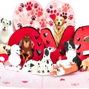 3D Dog Pop Up Valentine Card Cute Gift for Kids