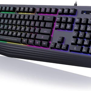 1 104-Key Rainbow LED Wired Silent Gaming Keyboard PC