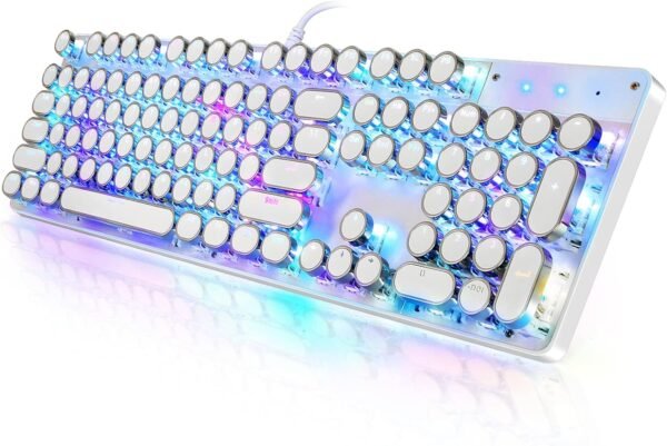 1 Retro Typewriter Mechanical Keyboard RGB Backlit Wired Gaming