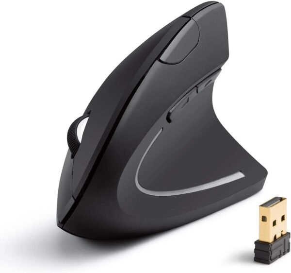Wireless Vertical Ergonomic Mouse Multi-Device 1600 DPI Black