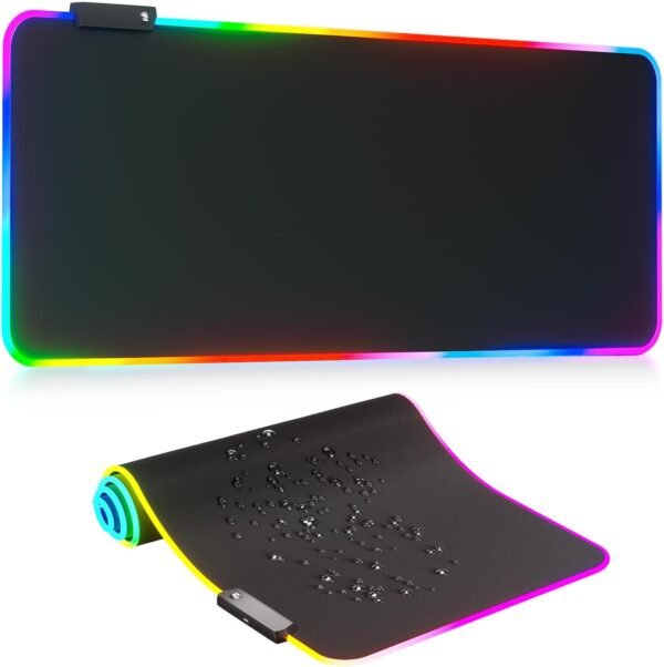 1 Large RGB LED Gaming Mouse Pad Soft Waterproof Surface