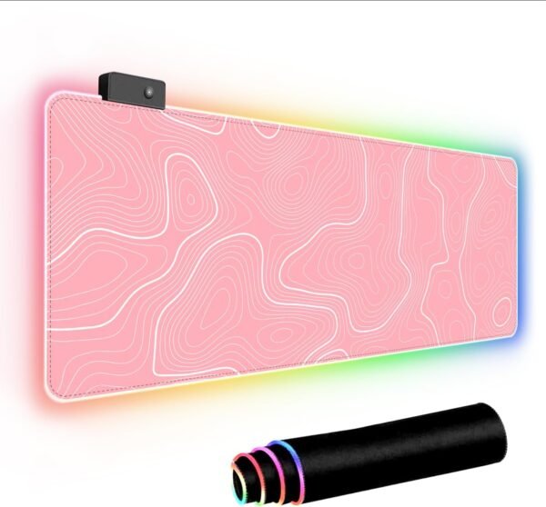 Pink RGB Gaming Mouse Pad XL LED Desk Mat