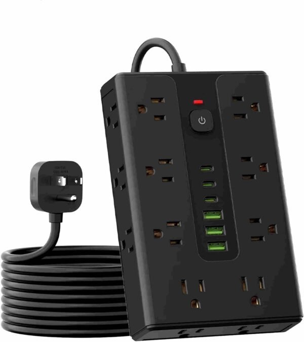 1 22 Outlet Surge Protector Power Board with USB Charging
