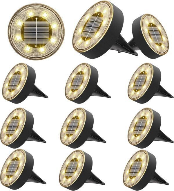 1 Solar Ground Lights 12-Pack Waterproof Outdoor Pathway LED