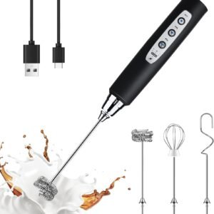 Rechargeable Handheld Milk Frother Wand 3-Speed Coffee Mixer