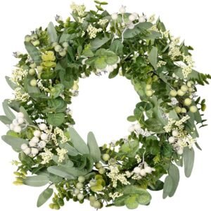 1 Artificial Eucalyptus Greenery Wreath for Front Door Year Round