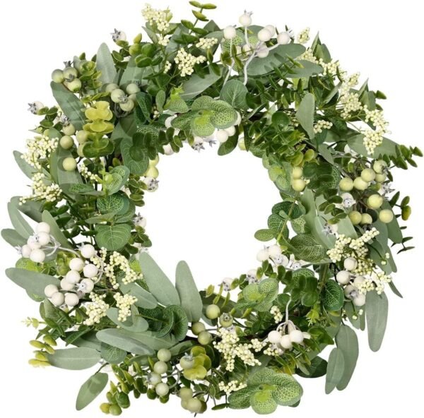 Artificial Eucalyptus Greenery Wreath for Front Door Year Round