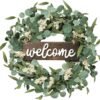 Artificial Eucalyptus Welcome Wreath 20 Inch Spring Summer Decor