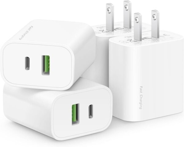 4 Pack 20W USB C Dual Port Fast Chargers