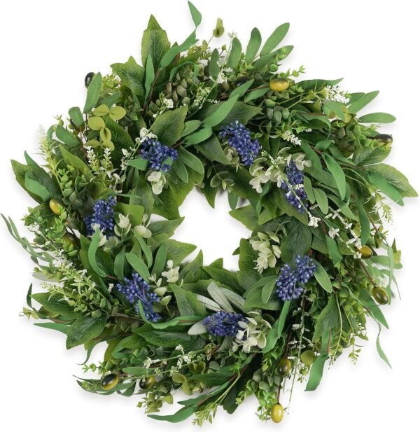 All Season Greenery Wreath 22 Inch Front Door Decor