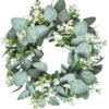 Artificial Green Eucalyptus Round Wreath Farmhouse Door Wall Decor