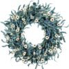 24-Inch Blue Daisy Wreath Spring Summer Door Decor