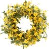 1 Artificial Yellow Daisy Spring Wreath Summer Front Door Decor