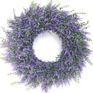 1 26-Inch Lavender Eucalyptus Wreath All-Season Front Door Decor