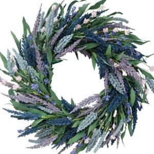 1 20-Inch Lavender Wreath Green Leaf Spring Summer Decor