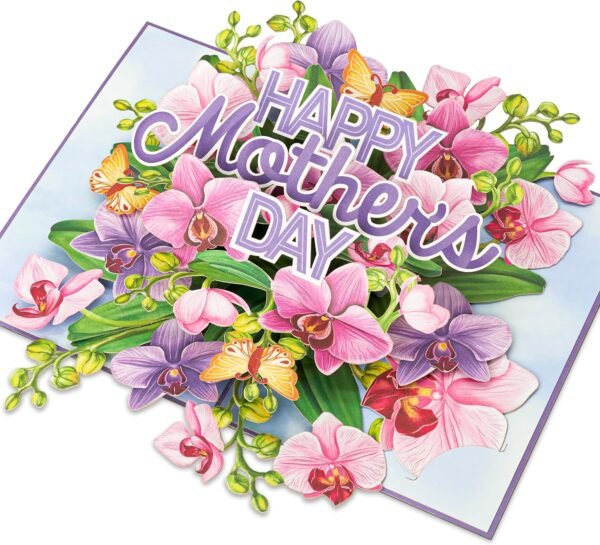 Mothers Day 3D Pop Up Orchid Butterfly Greeting Card