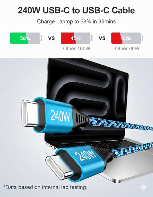 240W USB C to C Fast Charging Cable 2Pack