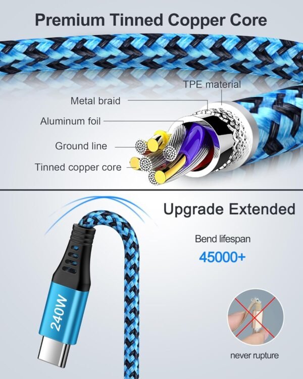 240W USB C to C Fast Charging Cable 2Pack