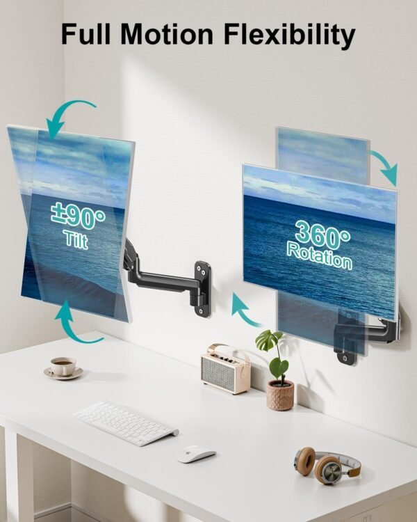 2 Single Monitor Wall Mount Adjustable Full Motion VESA