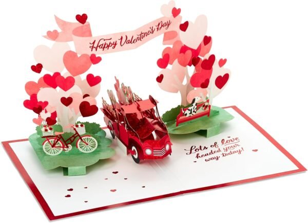 Vintage Red Truck 3D Pop Up Valentine Card for Him