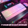 104-Key Rainbow LED Metal Wired Gaming Keyboard Pink