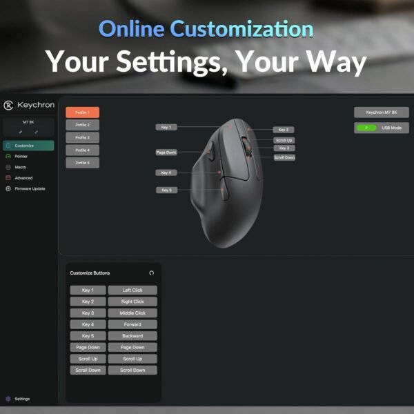 Lightweight Wireless Gaming Mouse 30K DPI Ergonomic Multi-Mode