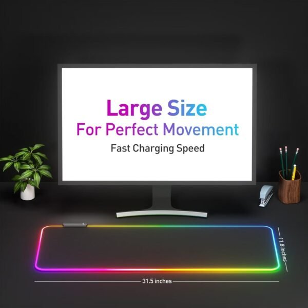 2 Large RGB LED Gaming Mouse Pad Soft Waterproof Surface