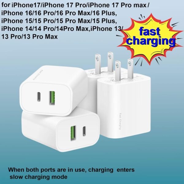 4 Pack 20W USB C Dual Port Fast Chargers