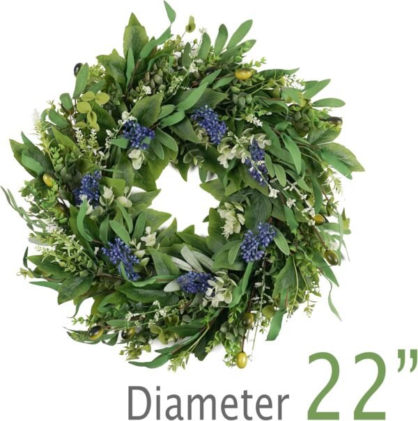 All Season Greenery Wreath 22 Inch Front Door Decor