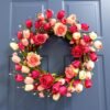 Artificial Valentines Day Floral Wreath 20 Inch Door Decor