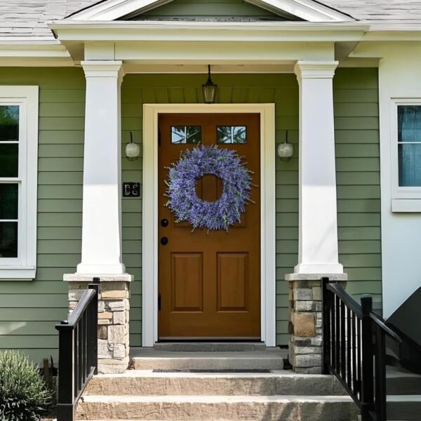 26-Inch Lavender Eucalyptus Wreath All-Season Front Door Decor