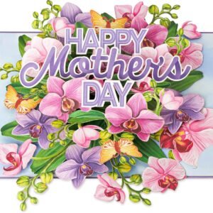 Mothers Day 3D Pop Up Orchid Butterfly Greeting Card