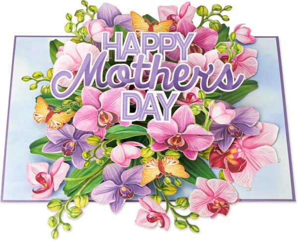Mothers Day 3D Pop Up Orchid Butterfly Greeting Card